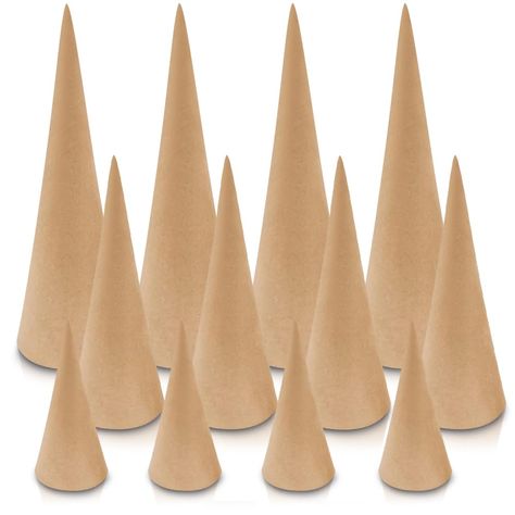 PRICES MAY VARY. Set of 12 sturdy paper mache cones Three different sizes: 13.75 x 5, 10.63 x 4, 7 x 3 inches You will receive four of each size cones in a set Cones have an open bottom and are undecorated. Ready to decorate according to your style! Enjoy these open bottom paper mache cones to create a centerpiece for any upcoming holiday or parties. Ready for paint, glitter, or whatever else you choose to decorate with. Ornament Cone Tree, Glitter Seashells, Making Lamps, Small Gnomes, Tree Decorations Diy, Paper Mache Cone, Diy Art Crafts, Diy Tree Decor, Paint Fabric