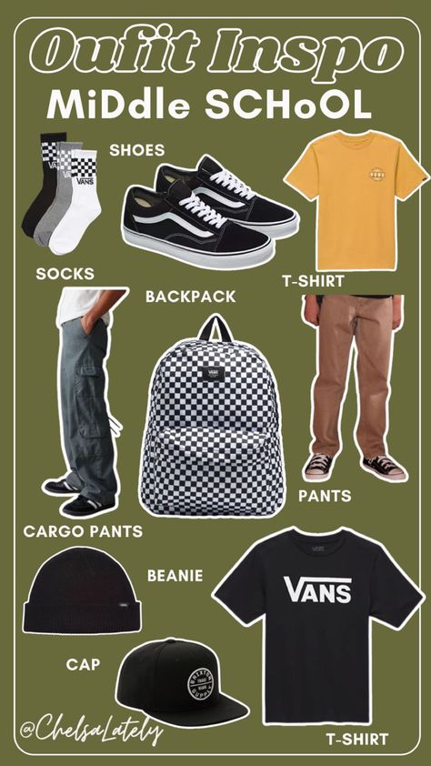 Back To School Outfits Boys, Boys Back To School Outfits, Middle School Outfits Boys, Outfit Ideas Boys, School Outfits Boys, Middle School Boy, School Outfits Middle School, Vans Cap, Middle School Fashion