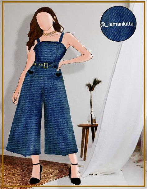 Digital illustration with background Denim Effect Illustration, Casual Wear Dress Drawing, Denim Texture Illustration, Casual Wear Dress Illustration, Western Wear Fashion Illustration, Denim Dress Illustration, Denim Drawing Fashion Illustrations, Fashion Illustration Casual Wear Sketch, Denim Illustration Fashion