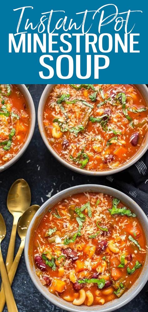 Ministroni Soup Recipe, Burger Meals, Instant Pot Minestrone Soup, Instant Pot Minestrone, Multicooker Recipes, Sopa Minestrone, Chilli Recipe, Minestrone Soup Recipe, Chili Recipe Crockpot