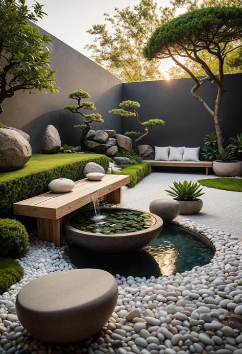 Ready to dig into some small garden layout ideas that defy their size? Let's get started! Home Outside Garden Ideas, Zen Courtyard Ideas, Zen Backyard Landscaping, Small Landscape Ideas, Minimal Garden Design, Garden Center Ideas, Small Outdoor Garden Ideas, 2 Tier Garden, Little Garden Ideas