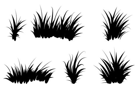 Set of black grass. Grass bushes of different shapes. Hand drawn grass. Grass silhouettes. Vector illustration Grass Doodle, Grass Bushes, Grass Silhouette, Grass Drawing, Grass Vector, Black Grass, Flat Illustration, Different Shapes, Geometric Design