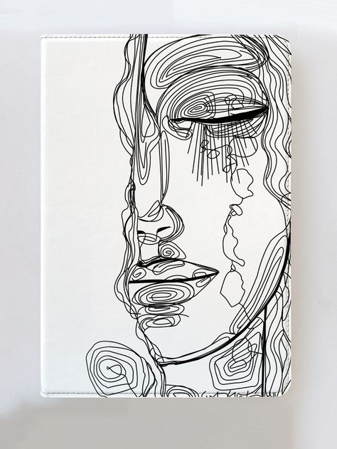 Black and White    TPU   Embellished   Phone/Pad Accessories Black And White Illustration Drawings, Black Sketch Pen Art, Continuous Line Drawing Face, Abstract Pen Art, Black Pen Art, Black Pen Drawing, Pen And Ink Art, Line Drawing Art, Pen Painting