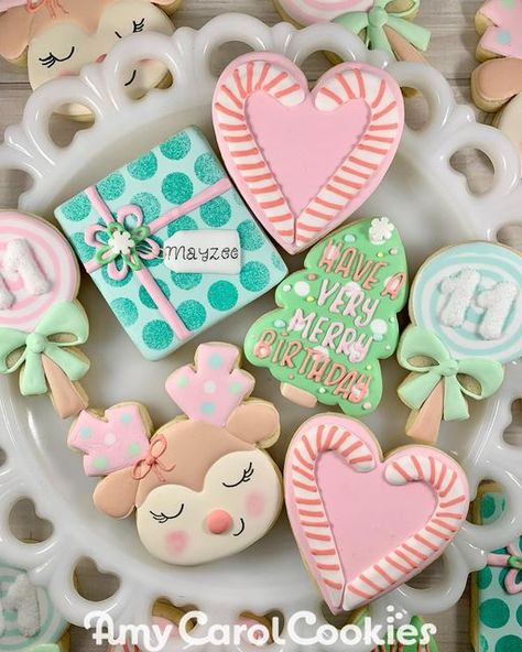 Christmas Birthday Cookies Decorated, Oh What Fun It Is To Be One Cookies, Christmas Birthday Cookies, Happy 11th Birthday, Candyland Christmas, Sugar Cookie Designs, December Birthday, Christmas Cakes, Xmas Cookies