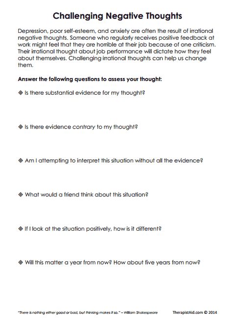 Challenging Negative Thoughts Preview Challenge Your Thoughts, Thought Challenging Worksheets, Questions To Ask Clients In Therapy, Cbt Questions, Negative Thoughts Worksheet, Thoughts Worksheet, Cognitive Distortions Worksheet, Challenging Negative Thoughts, Group Therapy Activities