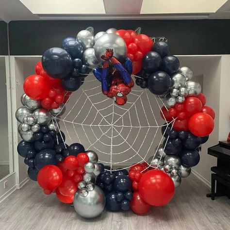 Balloon Arch Garland Kit. Black, & Silver Theme Decorations 109 Piece Boy Birthday Number - Etsy 4th Birthday Party For Boys, Spiderman Balloon, Spiderman Theme Party, Spiderman Birthday Party Decorations, Spiderman Decorations, Boys Birthday Party Decorations, Superhero Spiderman, Spiderman Theme, Ballon Party