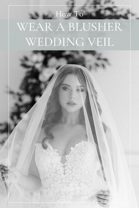 Bride wearing a wedding veil with a blusher Bridal Hair Down With Blusher Veil, Bridal Hair With Blusher Veil, Blusher Wedding Veil, Blusher Veil Hairstyles, Veil Designs, Bride Hairstyles With Veil, Veil With Blusher, Bridal Hair Down, Blusher Veil