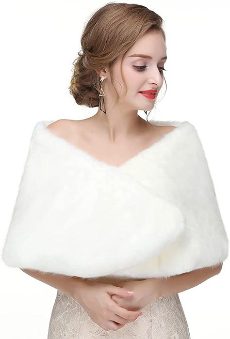 Coat 2020, Faux Fur Bolero, Fur Shawl Wedding, Faux Fur Wedding, Bridal Coat, Coat Accessories, Mens Cashmere Scarf, Mink Stole, Wedding Bolero