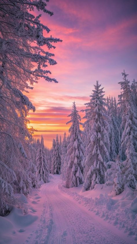 Winter Sunset, Pretty Landscapes, Winter Wallpaper, Winter Scenery, Winter Pictures, Pretty Wallpapers Backgrounds, Landscape Wallpaper, Winter Landscape, Winter Scenes