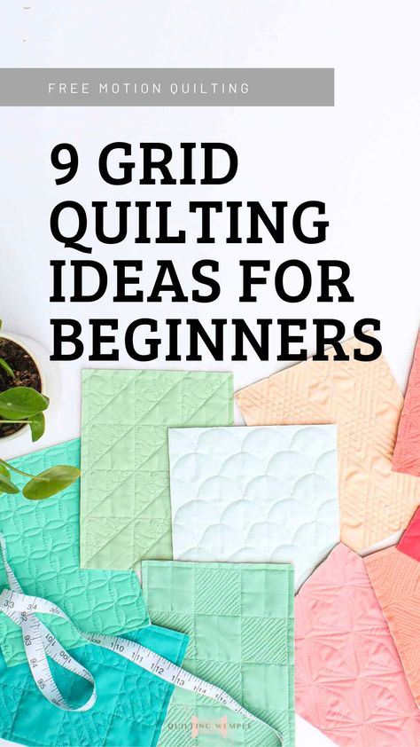 Easy Free Motion Quilting Designs, Grid Quilting, Hand Quilting Technique, Easy Quilting Design, Beginner Quilting Projects, Hand Quilting Designs, Quilting Stitch Patterns, Walking Foot Quilting, Free Motion Quilting Designs