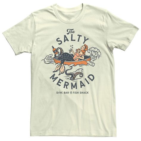 He'll love the look and feel of this Men's The Salty Mermaid Dive Bar & Fish Shack Graphic Tee. He'll love the look and feel of this Men's The Salty Mermaid Dive Bar & Fish Shack Graphic Tee. FEATURES Crewneck Short SleevesFABRIC & CARE Cotton Machine wash Imported Size: XS. Color: Natural. Gender: male. Age Group: adult. Beach Tshirt Designs, Fish Shack, Bd Design, Bar Shirt, Dive Bar, Graphic Tee Design, Knit Midi, Cool Tees, Funny Shirts