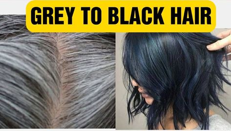 How to change grey hair to black How To Blend Grey Hair With Black Hair, Dark Hair Covering Gray, Homemade Hair Grease For Black Hair, White Hair To Black Hair Naturally, Black Hair Turning Grey, Grey Hair Diy, Natural Hair Spray, Black And Grey Hair, Natural Hair Growth Remedies