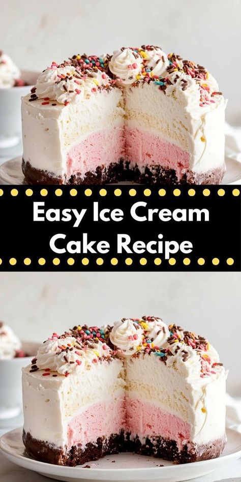 Searching for a simple yet indulgent dessert? This Ice Cream Cake Recipe is quick to prepare and offers endless flavor combinations, ensuring your family will ask for seconds at every celebration.Ice Cream Cake Recipe Ice Cream Cake Recipe Homemade, Carvel Ice Cream Cake, Ice Cream And Cake, Easy Ice Cream Cake, Homemade Ice Cream Cake, Cream Cake Recipe, Ice Cream Cake Recipe, Delicious Ice Cream, Spring Cake