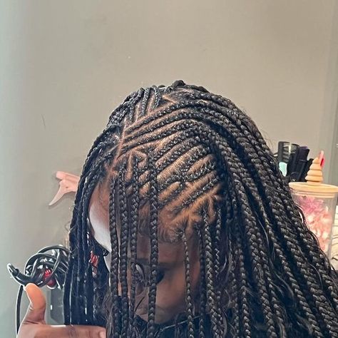 Come Get Slayed This Way !! on Instagram: "Fulani Flip Over Braids , PEFECT FOR ANY OCCASION 🔥🔥 REMAINDER FEBRUARY BOOKINGS ARE OPEN 🫶🏾   • • •  #malestyles#quickweaves#stitchbraids#feedinbraids#stitchhair#freestylebraids#freestylehair #explore #explorepage #viral #viralreels #trending #nycstylist #nycbraider #invisiblelocs #braidstyles #knotlessbraids #malebraids #malestyles #knotlessboxbraids #freestylecornrows #boxbraids #Heartbraids #knotlesstothefloor #colorbraids #locretwist #softlocs#ponytail#nycstylist #nychairstylists" Flip Over Fulani Braids Quick Weave, Fulani Flip Over Braids With Sew In, Flip Over Braids Hairstyles, Fulani Flip Over Braids Hairstyles, Flips Hairstyle Black Women, Flip Over Fulani, Funali Braids Flip Over, Flip Over Braids, Flip Over Fulani Braids