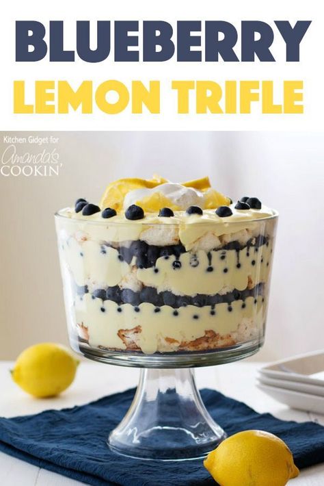 Lemon Blueberry Trifle, Lemon Trifle, Oreo Trifle, Blueberry Trifle, Trifle Recipes Easy, Trifle Bowl Recipes, Easy Trifle, Trifle Dessert Recipes, Trifle Recipes