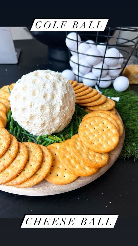 Golf Ball Cheese Ball!⛳️🤍 Super easy, creamy, cheesy, and perfect for your Masters viewing parties!🏌🏼‍♂️ Used the recipe from @pizzazzerie… | Instagram Masters Party Dessert, Golf Course Food Ideas, Masters Themed Appetizers, Golf Ball Cheese Ball, Third Birthday Golf Theme, Golf Theme Food Ideas, Golf Themed Snacks, Hole In One Birthday Food, Hole In One Food Ideas