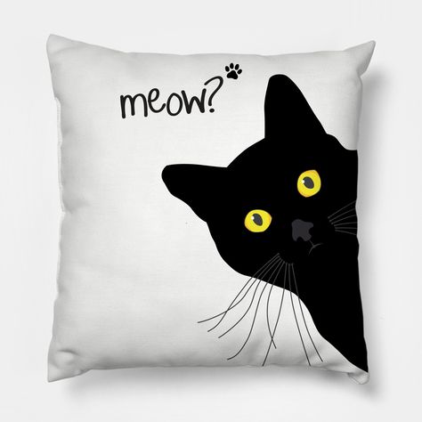 A curious kitty checking you out. -- Choose from our vast selection of throw pillows to match with your desired size to make the perfect custom pillow. Pick your favorite: Movies, TV Shows, Art, and so much more! Available in extra small, small, medium, large. For beds, couches/sofas, love seats, and chairs. Perfect for decoration. Cat Pillows, Black Cat Pillow, Seasonal Pillows, Cat Tee Shirts, Stylish Bedroom Design, Cat Motif, Cat Embroidery, Cat Cushion, Cat Products