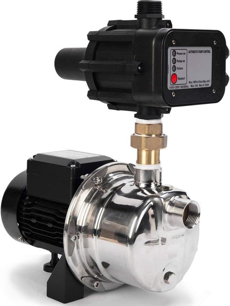 BACOENG Auto ON/OFF Stainless Steel Pressure Booster Pump w/ Smart Controller for Tankless Water Supply Pressurization Water Pressure Booster, Rain Water Tank, Jet Pump, Pressure Pump, Well Pump, House Supplies, Water Filtration System, Water Pressure, Stainless Steel 304