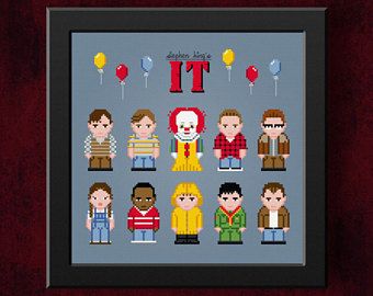 It Modern Cross Stitch Pattern | Horror Movie Cross Stitch Charts | Pennywise | Stephen King | Clown Cross Stitch, Movie Characters Balloons It Cross Stitch Stephen King, Stephen King Cross Stitch, Horror Movie Cross Stitch, Clown Cross Stitch, Movie Cross Stitch, Stitch Movie, Modern Cross Stitch Patterns, Modern Cross, Cross Stitching