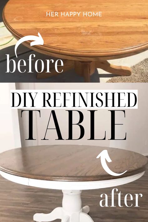 Here's an easy DIY step-by-step tutorial on how to refinish a round farmhouse table using chalk paint! Round Farmhouse Table, Refinished Table, Round Wood Table, Painted Kitchen Tables, Dining Table Makeover, Diy Kitchen Table, Kitchen Table Makeover, Diy Step, Round Kitchen Table