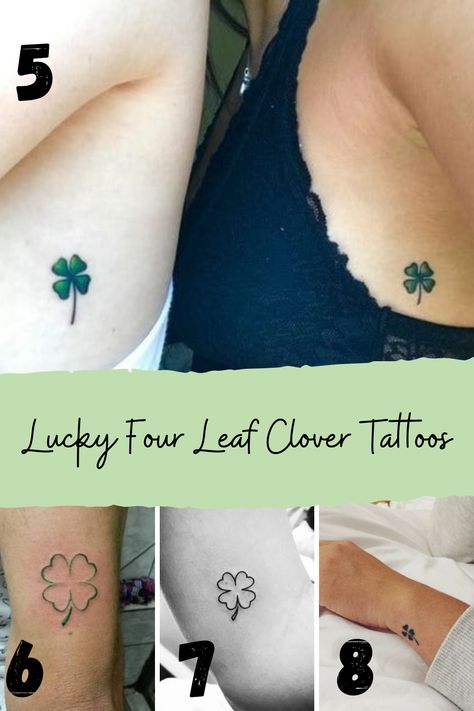 Luckiest Four Leaf Clover Tattoos - tattooglee 5 Leaf Clover Tattoo, Celtic Clover Tattoos, Four Leaf Clover Tattoos, Tatoo Ring, 4 Leaf Clover Tattoo, Grandchildren Tattoos, Sister Tats, 5 Leaf Clover, Tatts Ideas