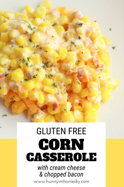 Corn Casserole Recipe Gluten Free, Gluten Free Corn Side Dish, Gluten Free Corn Recipes, Gluten Free Cream Corn Casserole, Gf Corn Casserole, Gluten Free Creamed Corn, Gluten Free Scalloped Corn, Gluten Free Christmas Side Dishes, Cream Style Corn Casserole