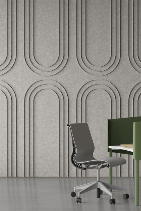 Arcade Acoustic Wall Panels from FilzFelt Texture Wall Panels, Pop Panelling On Wall, Acoustic Panel Design Ideas, Acoustic Felt Panels, Arc Walls Interior Design, Felt Acoustic Panels, Decorative Acoustic Wall Panels, Fabric Panels On Wall, Office Feature Wall Design