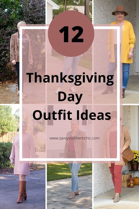 One dozen cute and easy Thanksgiving Day outfit ideas. Don't sacrifice style for comfort- you can have both with these outfit ideas. What To Wear On Thanksgiving Day, Outfit Ideas For Thanksgiving, Thanksgiving Day Outfits, Cute Pants Outfits, Thanksgiving Outfit Ideas For Women, Ideas For Thanksgiving, Holiday Outfit Ideas, Black Pants Outfit, Day Outfit Ideas