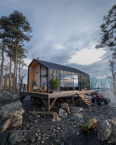 Nordic Beach House, Blender Environment, Nordic House Design, Movable House, Nordic Cabin, Scandinavian Cabin, Shepherd Huts, Nordic House, Casa Loft