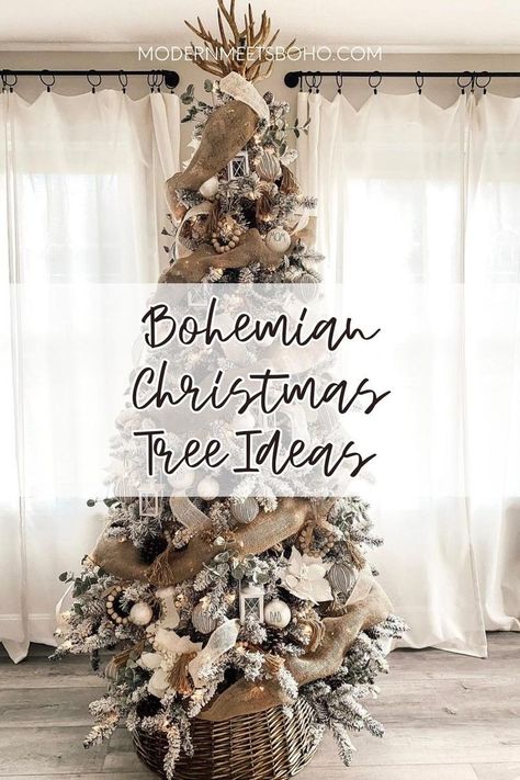 Elevate your holiday decor with the allure of Bohemian style through these captivating bohemian Christmas tree ideas. Explore the use of natural materials like macrame and wooden beads to craft a whimsical and carefree atmosphere. With 18 inspiring boho Christmas tree ideas, your Christmas tree can become a symbol of boho elegance this festive season. Discover Boho christmas trees here! Bohemian Christmas Tree Ideas, Boho Christmas Tree Ideas, Bohemian Christmas Tree, Christmas Tree Ideas 2023, Boho Christmas Trees, Vintage Inspired Christmas Tree, Aesthetic Christmas Tree, Natural Christmas Tree, Country Christmas Trees