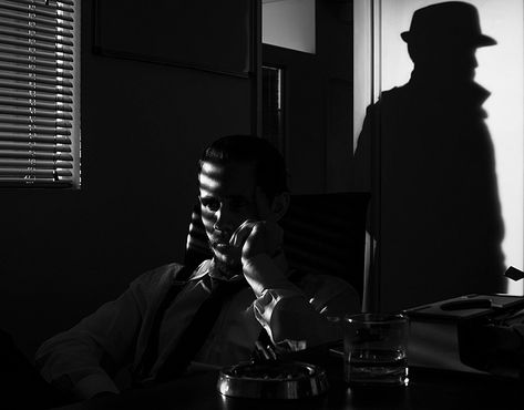 Film Noir | Behance Film Noir Shadows, Old Hollywood Detective, Tech Noir Aesthetic, La Noire Aesthetic, Film Noir Cinematography, Villain Couple Aesthetic, 80s Detective Aesthetic, Old Detective Aesthetic, Vintage Detective Aesthetic