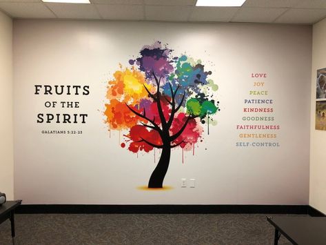 Youth Room Church, Sunday School Room Decor, Sunday School Classroom Decor, Wall Mural Ideas, Childrens Ministry Decor, Church Nursery Decor, Kids Church Rooms, Kids Church Decor, Sunday School Decorations