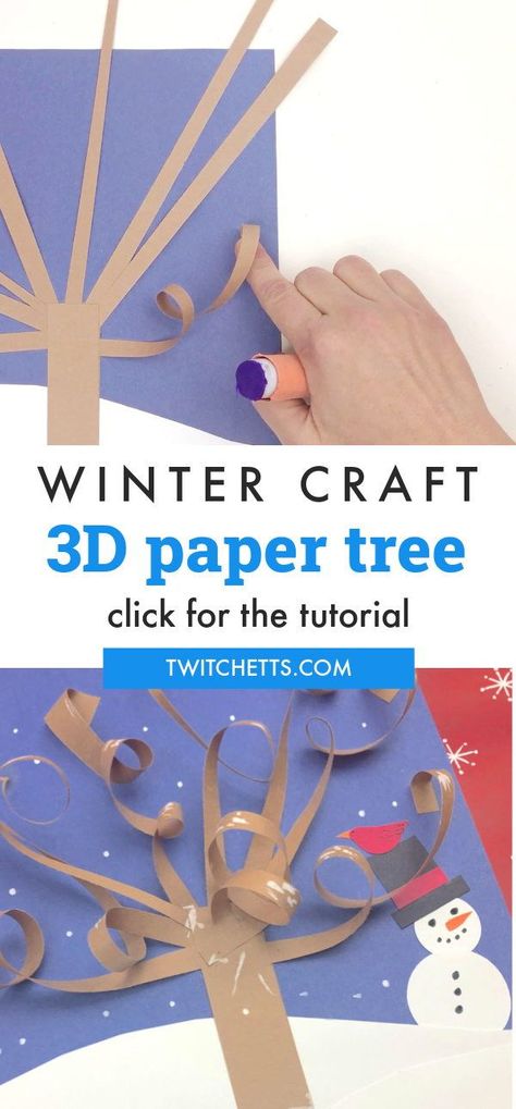 Craft With Construction Paper, Winter Tree Craft, Winter Tree Crafts, Winter Paper Crafts, Flower Wall Hanging Decor, Room Hanging Decor, Diy Paper Wall Hanging, Wall Hanging Ideas, January Crafts