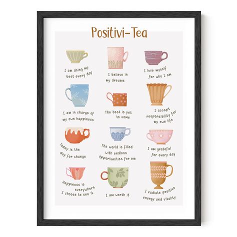 Daily Affirmations For Kids, Classroom Mindfulness, Posters For Office, Positivi Tea, Health Encouragement, Dorm Themes, Motivation Posters, Inspirational Classroom Posters, Haus And Hues