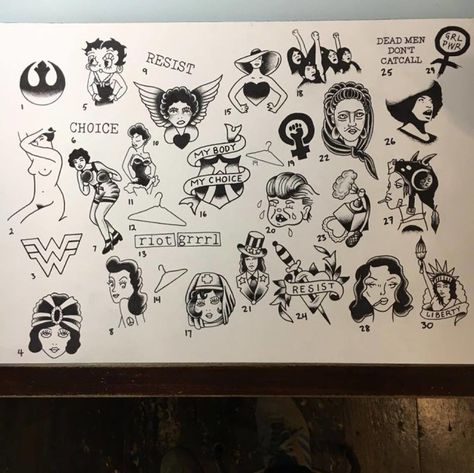 Feminist tattoo flash! Feminist Flash Tattoo, Feminist Tattoos Minimalist, Feminism Tattoo, Feminist Tattoos, Brooklyn Tattoo, Feminist Tattoo, Cobra Tattoo, Tattoo Old School, Flash Tattoos