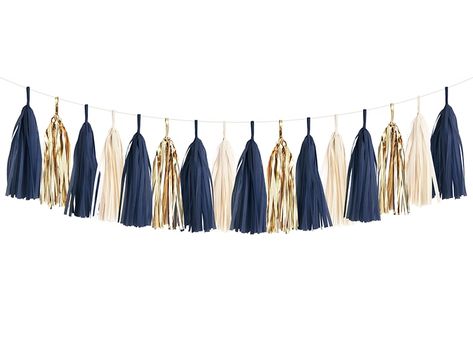 Baby Shower Essentials, Gold Tassel Garland, Tissue Garland, Tassel Banner, Bnai Mitzvah, Tissue Tassel Garland, Navy Party, Diy Tassel Garland, Gold Graduation Party