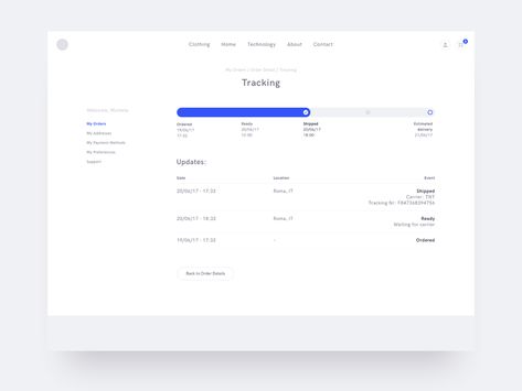 Product Category & Order Tracking by Michele Zamparo for Bemind Interactive on Dribbble Order Tracking Ui, Steps Web, Sustainability Report, Web Dashboard, Step Design, Desain Ui, Webdesign Inspiration, Ui Design Website, Timeline Design