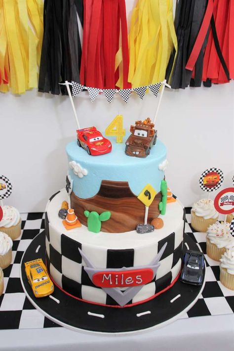 Cars Theme Birthday Party One, Disney Cars Themed 2nd Birthday Party, Mater Birthday Party Ideas, Pixar Cars Photoshoot, Disney Car Birthday Party Ideas, Cars Second Birthday Party, Cars Birthday Party Table Decorations, Cars Smash Cake Disney, Three Year Old Cars Birthday