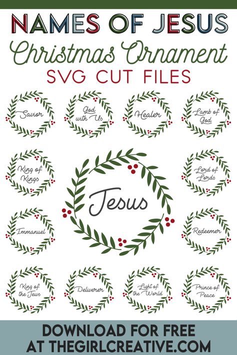 Names Of Jesus Christmas Ornaments Diy, Christian Diy Christmas Ornaments, Names Of Jesus Ornaments Free Printable, Christmas Ornament Svg Files Free, Biblical Ornaments, Religious Ornaments Diy, Names Of Jesus Ornaments Diy, Religious Christmas Ornaments Diy, Free Nativity Svg Files For Cricut