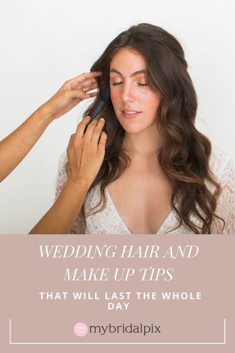 Diy Hair And Makeup For Wedding, Wedding Hair That Will Last All Day, Diy Wedding Hair And Makeup, How To Do Your Own Wedding Hair, Diy Bridal Make Up, Diy Wedding Hair Down, Do Your Own Wedding Hair, Bridal Hair Diy, Diy Wedding Makeup The Bride