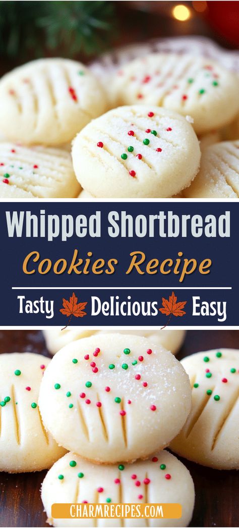 Whipped Shortbread Cookies Taste Of Home Whipped Shortbread Cookies, Shortbread Pan Cookies, Sweet Shortbread Cookies, Best Shortbread Cookie Recipe Butter, Whipped Shortbread Recipe, Whipped Short Bread Cookies, Cream Wafers Cookies, Cool Whip Cookies Christmas, Homemade Shortbread Cookies