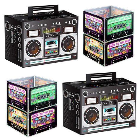 PRICES MAY VARY. Package includes: there are 4 pieces of music party decorations in the package, including 2 pieces of 80s theme boom box centerpieces and 2 pieces of cassette tape buckets, it is sufficient to meet your various decoration needs, adding a strong retro themed party atmosphere Reliable material: these 80's theme retro decorations are made of quality materials, lightweight and non fading, they will bring you a lot of retro feeling; However, you need to notice that the handle is weak Hip Hop Party Theme, Bucket Centerpiece, Kids Party Centerpieces, 90s Party Decorations, Music Party Decorations, 80s Party Decorations, 90s Theme Party, 80s Theme Party, Box Table