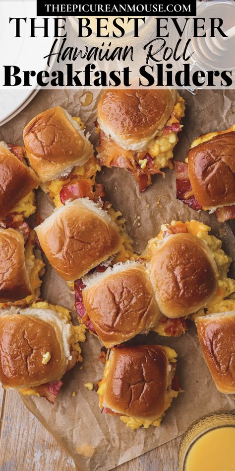 Hawaiian Roll Breakfast Sliders, Hawaiian Roll Breakfast, Hawaiian Breakfast, Sliders Recipes Hawaiian Rolls, Breakfast Sliders, Rolled Sandwiches, Hawaiian Roll, Breakfast Slider, Breakfast Sandwich Recipes