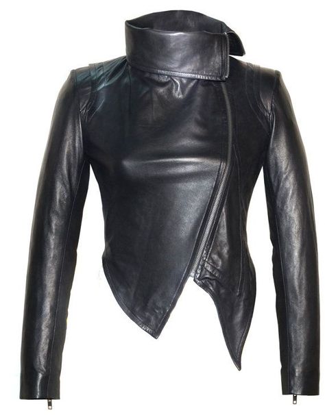 f337d999d9ad116a7b4f3d409fcc6480desc36994942ri Washed Leather Jacket, Asymmetrical Leather Jacket, Corporate Goth, Designer Leather Jackets, Jackets Black, Fringe Leather Jacket, Asymmetric Jacket, Creative Stuff, Real Leather Jacket