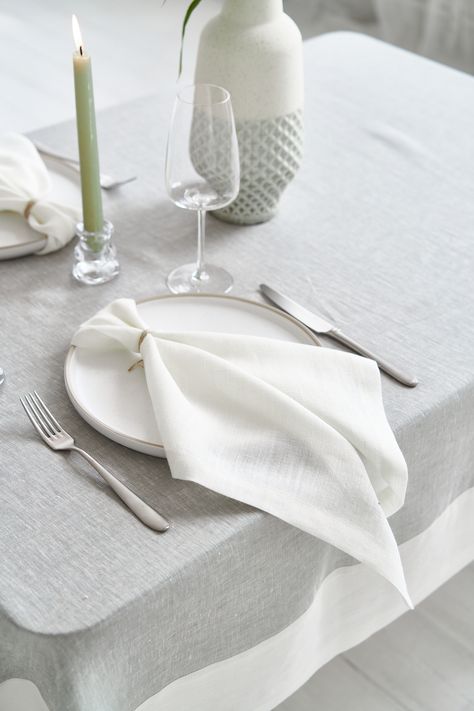 The simple beauty of these napkins will elevate your dining experience and create a warm and inviting atmosphere that everyone will enjoy. The white color of these napkins also holds special meaning in many households. White is often associated with purity, cleanliness, and simplicity, making it a popular color for home decor. Using white napkins on your table is a subtle way to create a sense of calm and tranquility, encouraging your guests and family to relax and enjoy their meal. Color For Home, Table Decor Ideas, White Napkins, White Table Cloth, Dine In, Cloth Napkin, Christmas Table Cloth, Popular Color, Simple Beauty