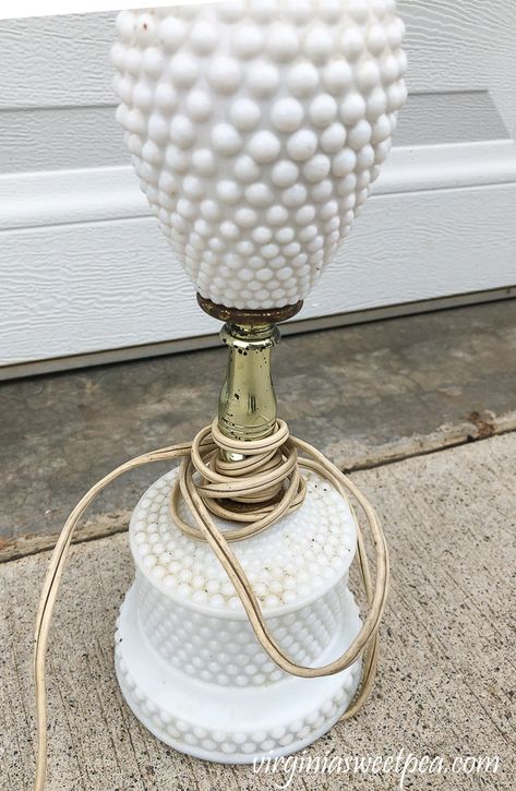 Vintage Hobnail Milk Glass Lamp, Hobnail Milk Glass Lamps, Lamp Shade For Milk Glass Lamp, Hobnail Lamp With Shade, Milk Glass Lights, Milk Glass Lamp Shade, Milk Glass Lamp Makeover, Painting Glass Lamp Shades, Milk Glass Table Lamp