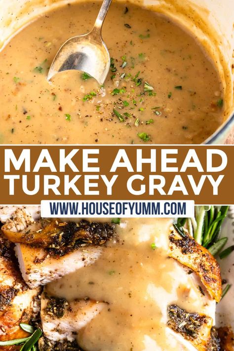 This Turkey Gravy without drippings is beyond easy and perfect as a make ahead dish for a stress free Thanksgiving meal. Perfectly flavorful and creamy, this gravy will be the highlight of the meal! Gluten Free Turkey Gravy, The Best Turkey Gravy, Turkey Gravy Without Drippings, Gravy Without Drippings, Best Turkey Gravy, Turkey Gravy Easy, Turkey Gravy From Drippings, Homemade Turkey Gravy, Making Turkey Gravy