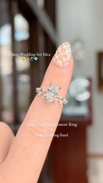 Princess Bride Diamonds on Instagram: "Daisy Wedding Set Idea 🌼 Daisy Oval Engagement Ring 💍 #DaisyEngagementRing Mina Wedding Band ✨ #MinaWeddingBand Build yours on princessbridediamonds.com link in bio✨ #princessbridediamonds #pbdbling #engagementring #engagementrings #huntingtonbeach #orangecounty" Daisy Engagement Ring, Engagement Rin, Daisy Wedding, Oval Engagement Ring, Oval Engagement, Princess Bride, Ring Ideas, Engagement Rings Oval, Wedding Set