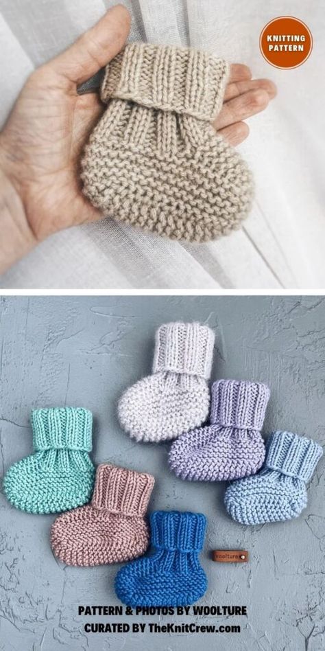 Knitted Baby Booties Free Pattern, Newborn Baby Knitting Patterns, Knit Baby Booties Pattern Free, Knitted Baby Gifts, Baby Mittens Knitting Pattern, Knitting Corner, Baby Mittens Knitting, Baby Hats Knitting Free, Baby Socks Knitting Pattern