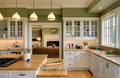 Color Case Study: Go Green Modern Kitchen Paint, Green Kitchen Walls, Kitchen Soffit, Trendy Kitchen Colors, Kitchen New York, Traditional Kitchen Design, Kitchen Wall Colors, Green Walls, Kitchen Paint